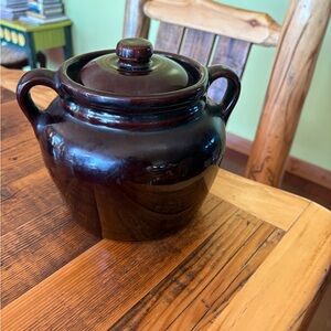 USA stoneware Vintage Brown Ceramic Pot with Lid jar